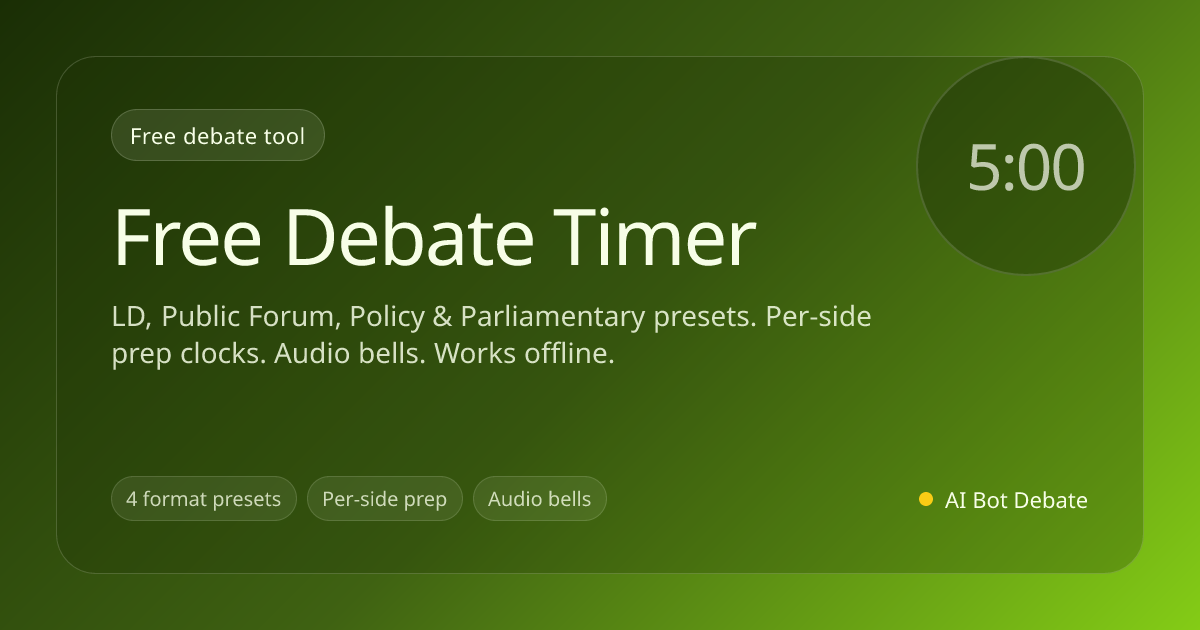 Free Debate Timer - Online Countdown for LD, PF & Policy | AI Bot Debate